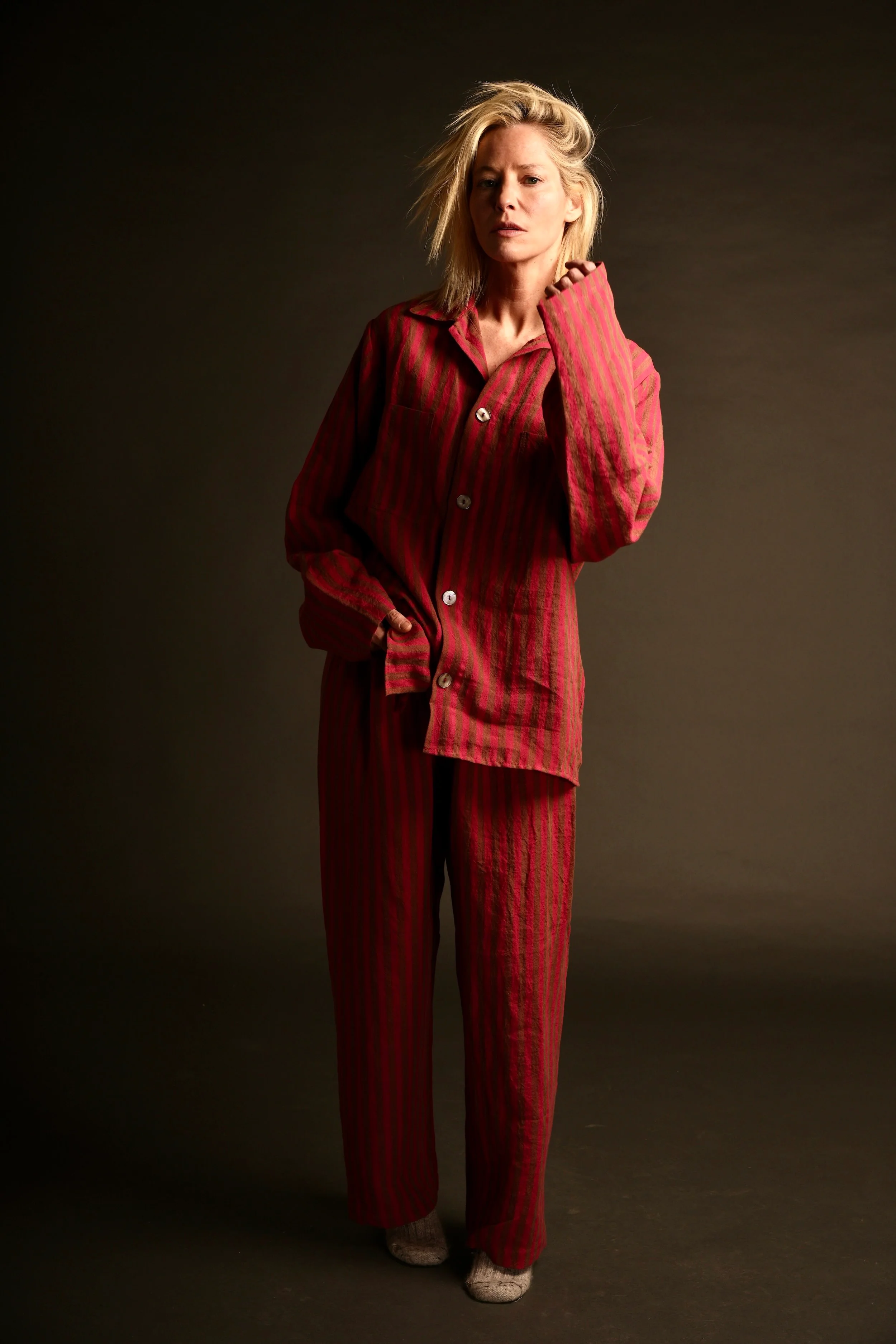 Cherry Striped Irish Linen Pyjamas - Image 11