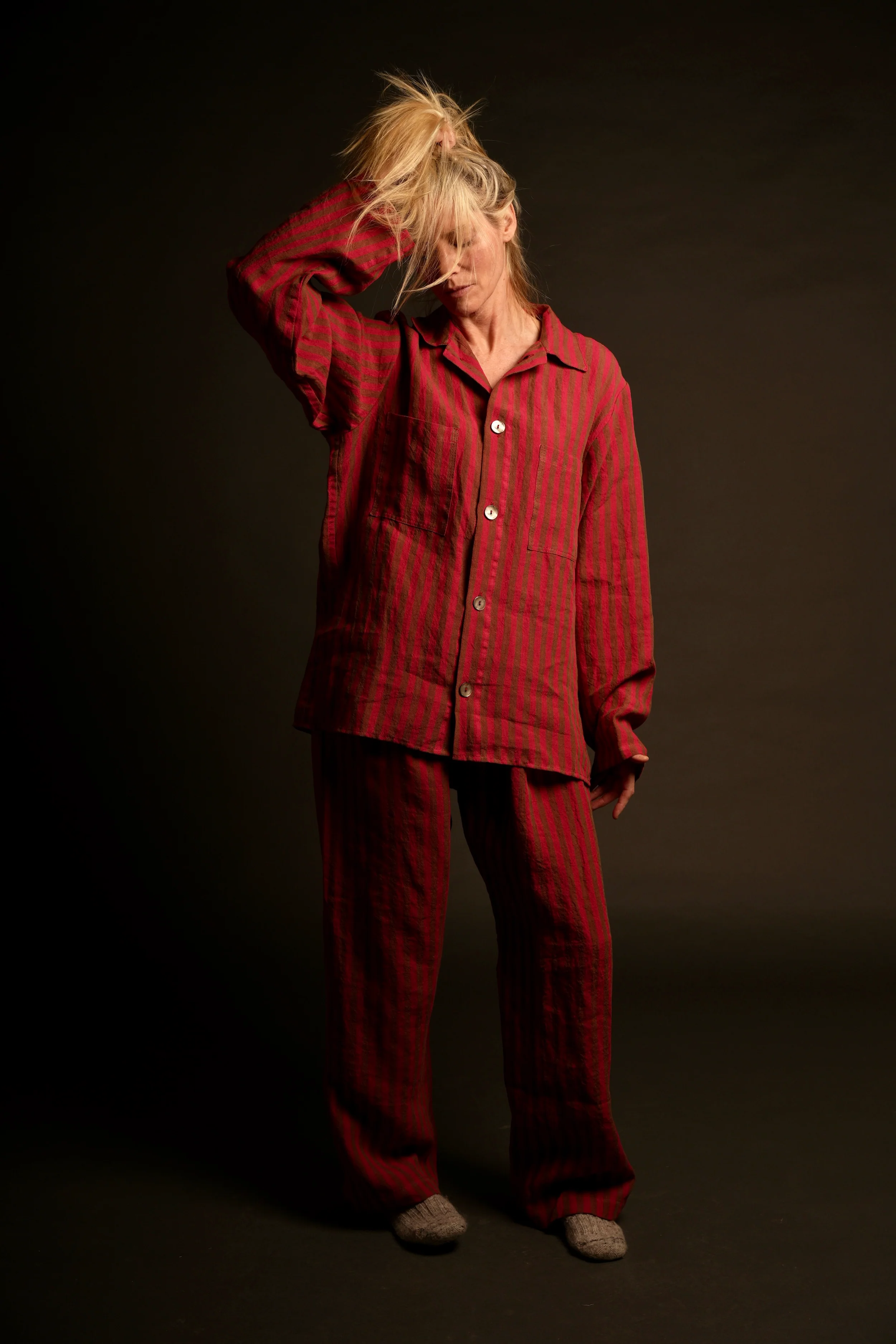 Cherry Striped Irish Linen Pyjamas - Image 12