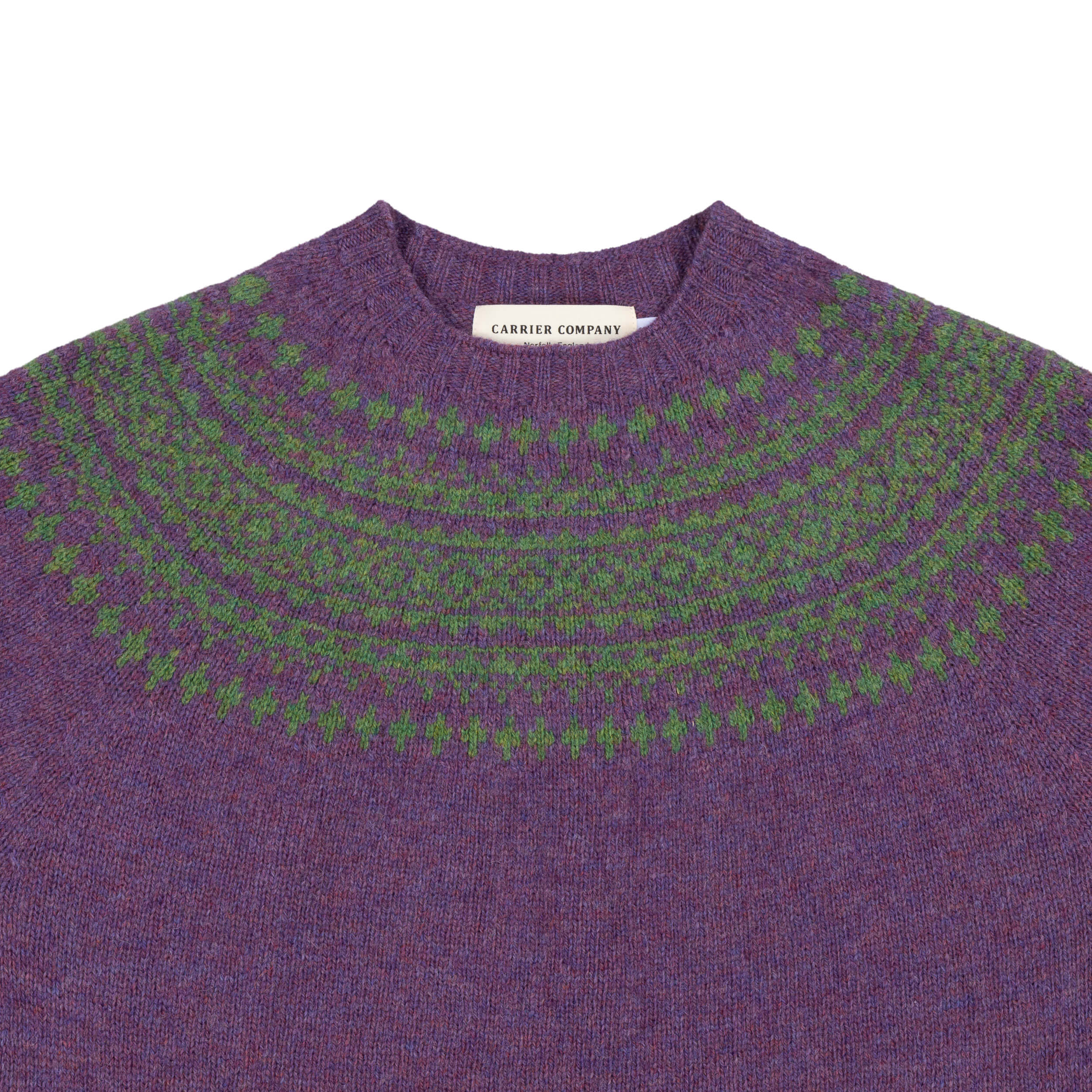 Shetland Lambswool Yoke Jumper Parsley Lavender - Image 3