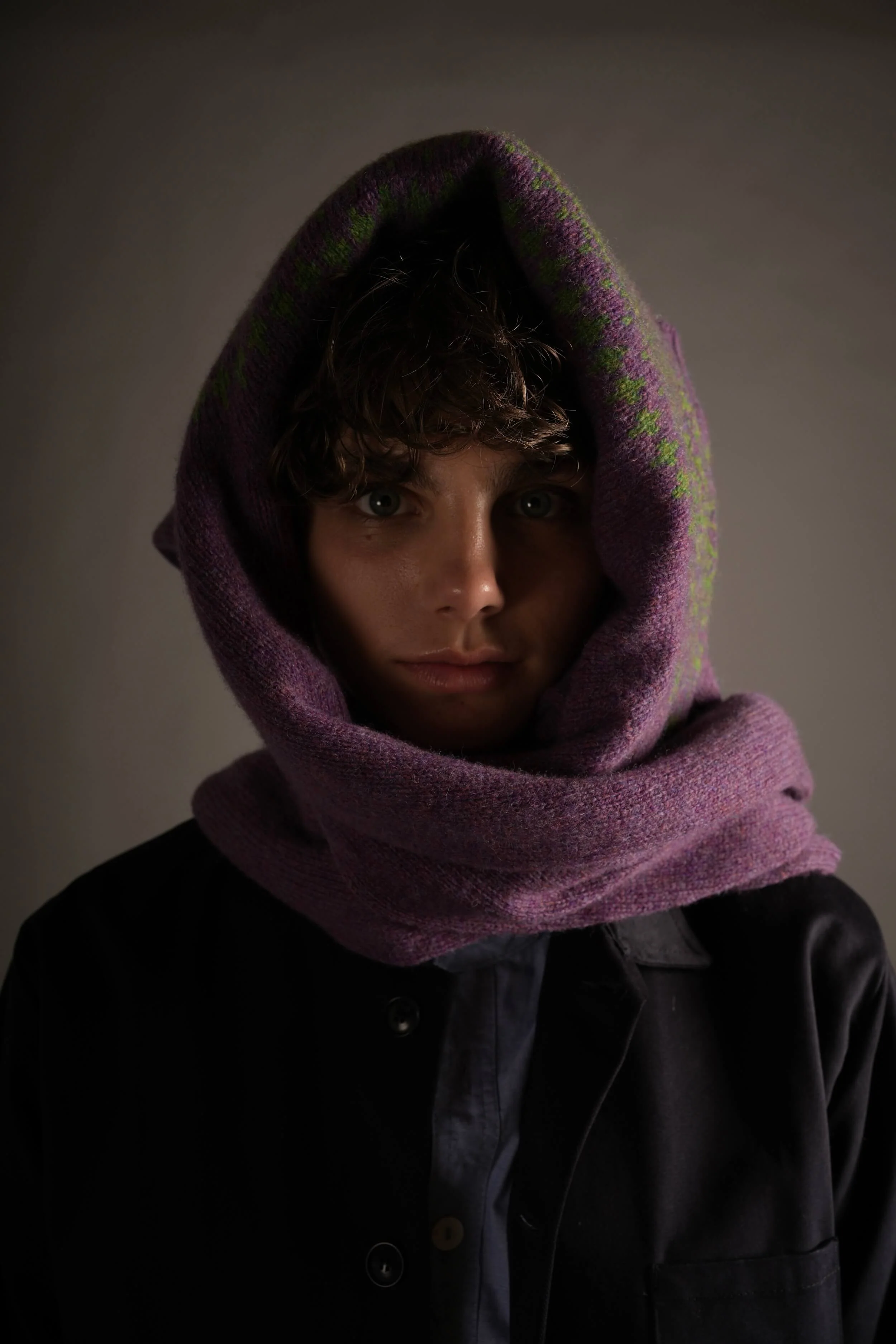 Shetland Lambswool Yoke Jumper Parsley Lavender - Image 7